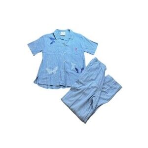 Play Alegre Women's Size Medium Cotton Hand Painted Pant/Top 2 Piece Outfit Set